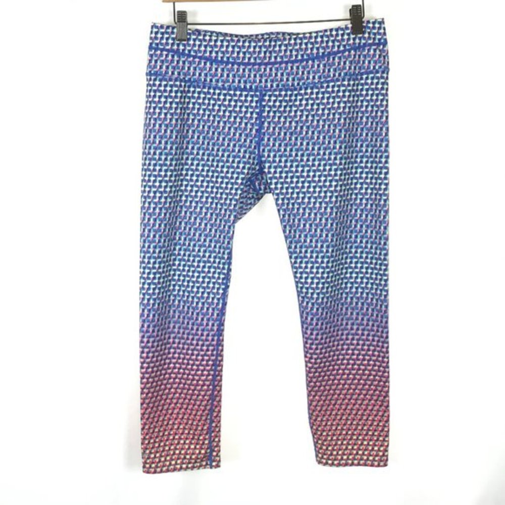 Womens Size Large Athleta Multicolor Rainbow Geometric Chaturanga Crop Leggings
